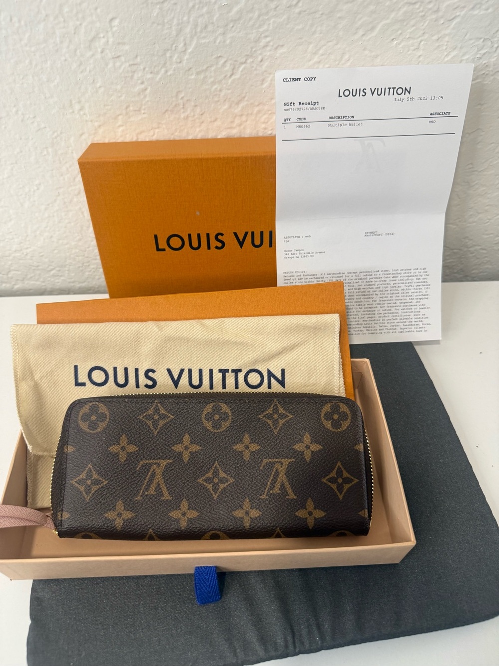 Louis Vuitton Monogram Canvas Zip Wallet in Brown and Gold